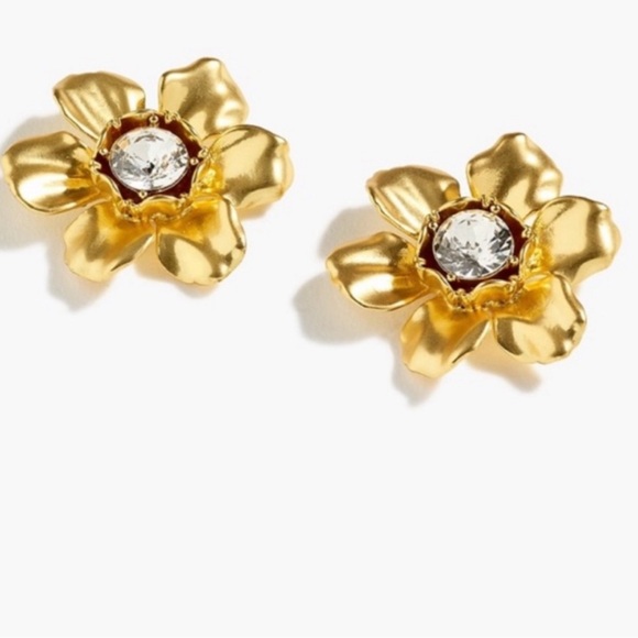 NWT Luxury Minimalist Formal J. Crew crystal preppy floral statement earrings - Picture 1 of 17